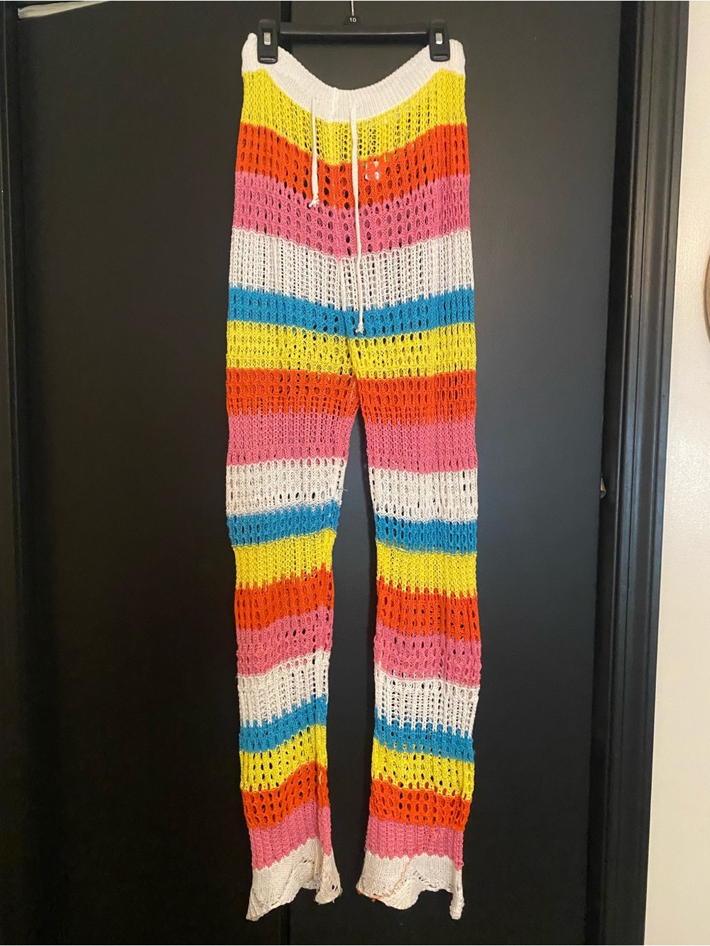 Kids Multicolor Stripe Knit Pants - White, Pink, Yellow, Blue, Orange